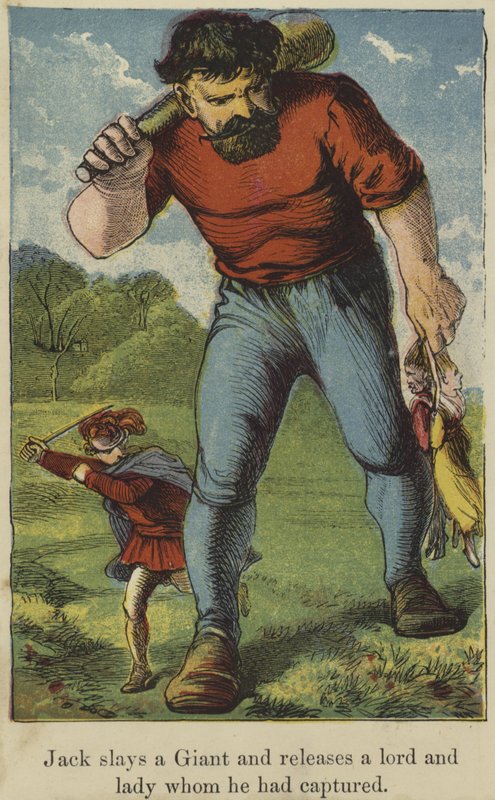 Jack mata a un gigante y libera a un lord y una dama que había capturado de English School