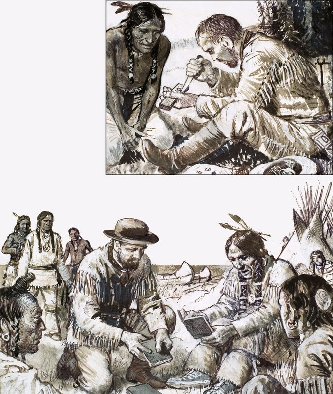 James Evans imprimiendo una Biblia para una tribu remota de indios de English School