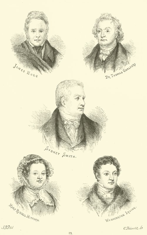 James Hogg, Dr Thomas Chalmers, Sydney Smith, Mary Russell Mitford, Washington Irving de English School