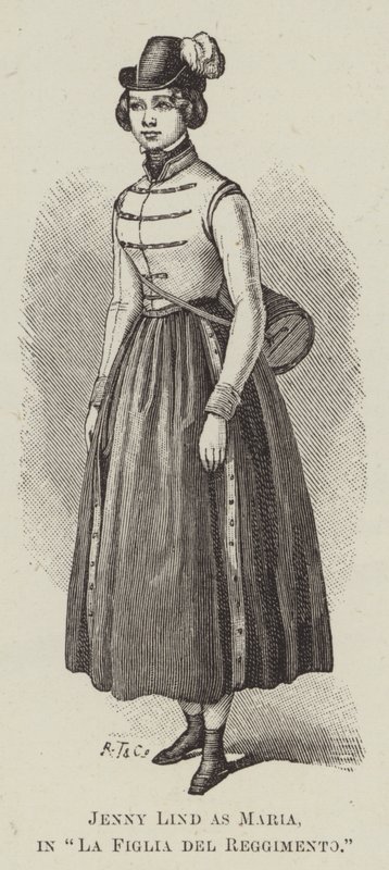 Jenny Lind como Maria, en "La Figlia del Reggimento" de English School