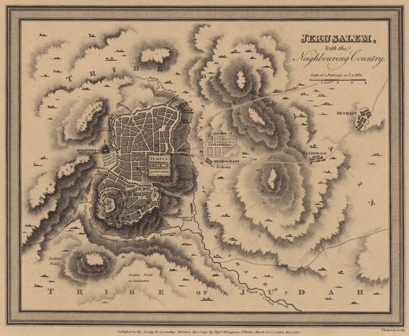 Jerusalén, con el país vecino (grabado) de English School