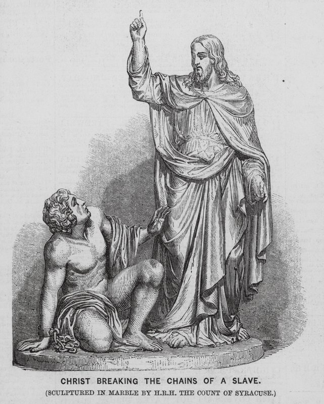 Jesucristo rompiendo las cadenas de un esclavo (grabado) de English School