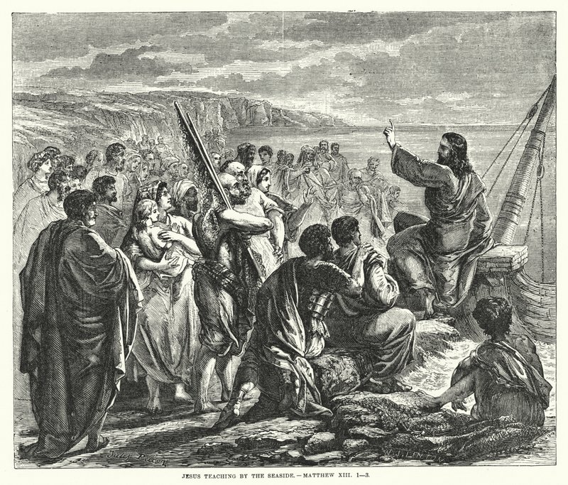 Jesús enseñando junto al mar, Mateo XIII de English School