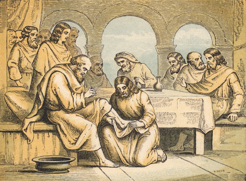 Jesús lavando los pies de sus discípulos de English School