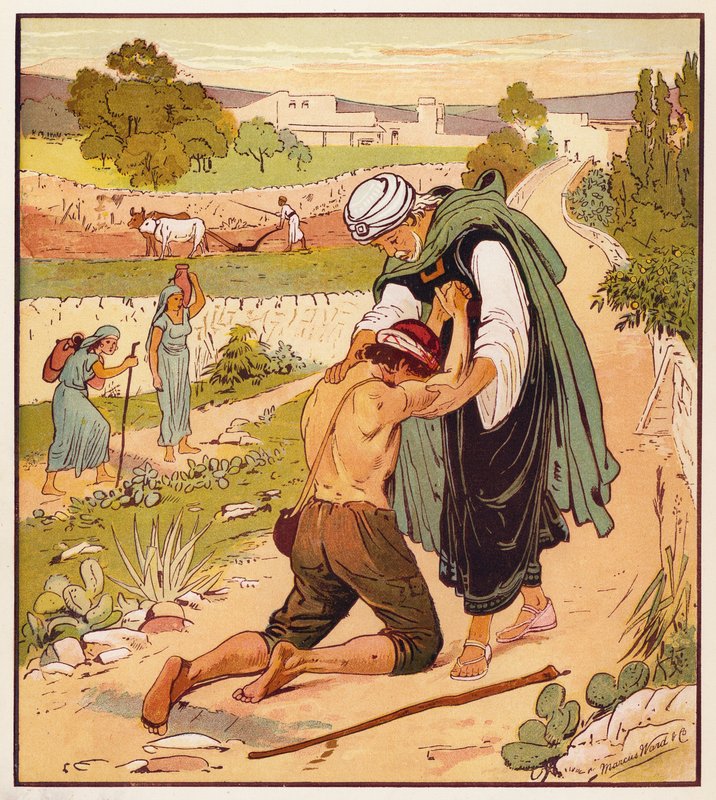Las parábolas de Jesús: el regreso del hijo pródigo (litografia en color) de English School