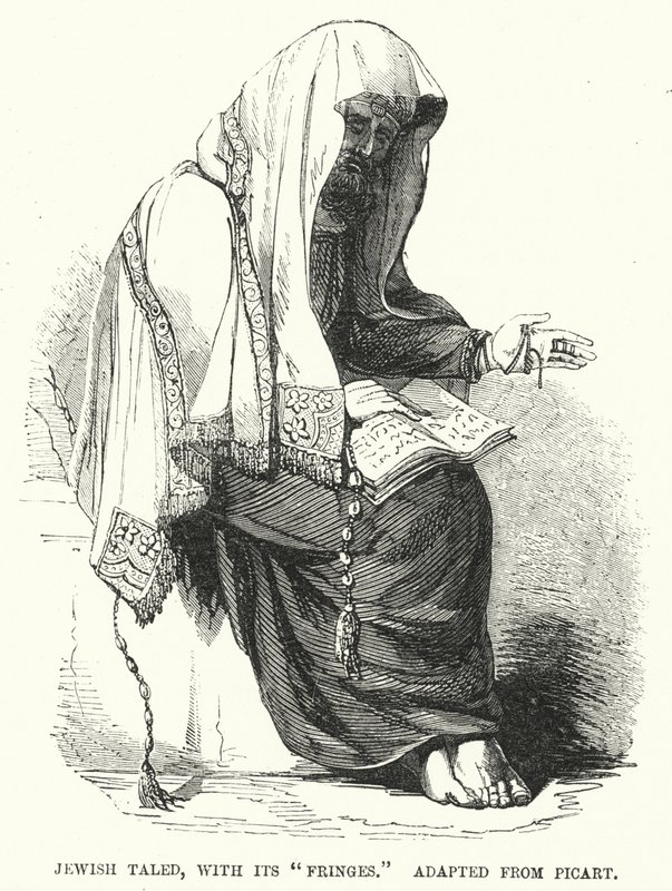 Taled judío, con sus "flecos", adaptado de Picart (grabado) de English School