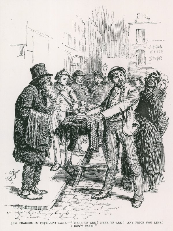 Comerciantes judíos en Petticoat Lane de English School