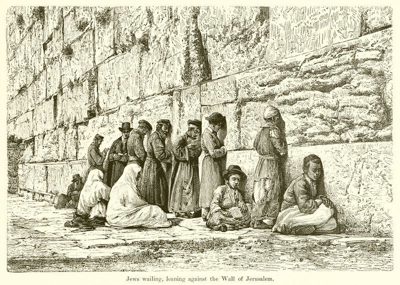 Judíos Lamentándose, Apoyados contra el Muro de Jerusalén de English School