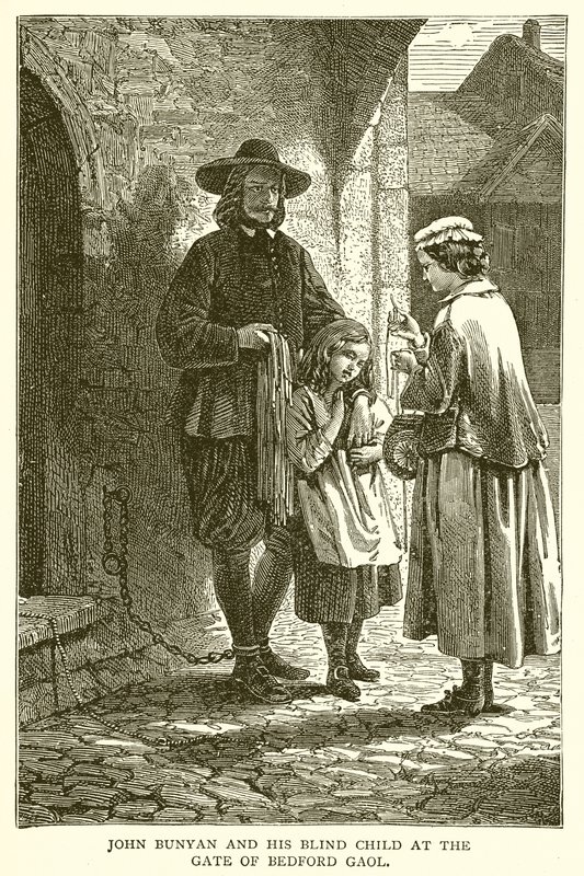 John Bunyan y su Hija Ciega en la Puerta de la Cárcel de Bedford de English School