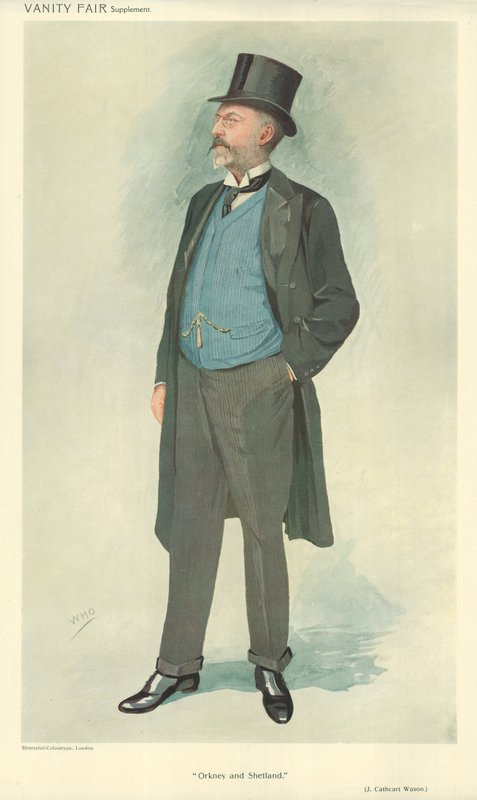 John Cathcart Wason, Orkney y Shetland, 15 de septiembre de 1909, caricatura de Vanity Fair de English School