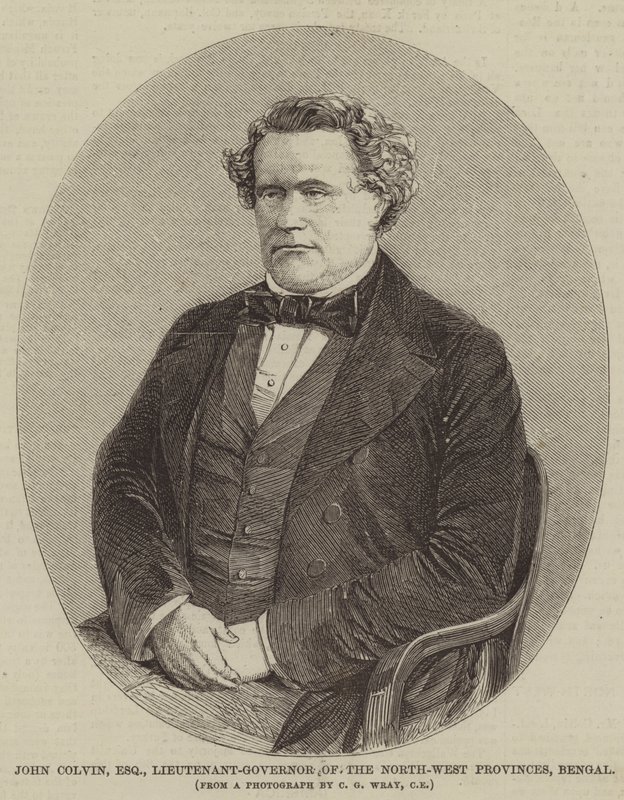 John Colvin, Esquire, Teniente-Gobernador de las Provincias del Noroeste, Bengala (grabado) de English School