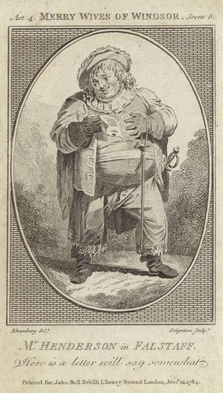 John Henderson como Falstaff en Las alegres comadres de Windsor de English School