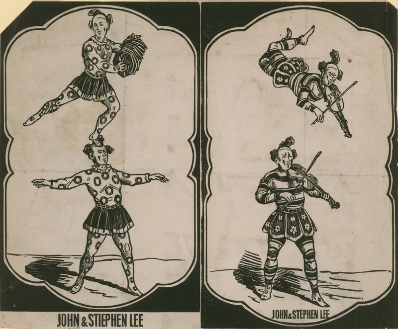 John Lee y Stephen Lee, acróbatas de circo y músicos de English School