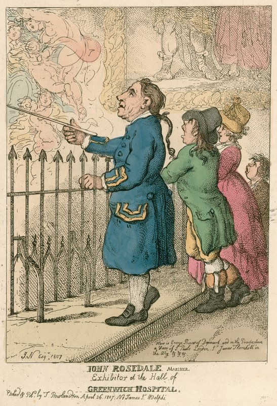 John Rosedale, marinero, expositor en el salón del Hospital de Greenwich, Londres de English School