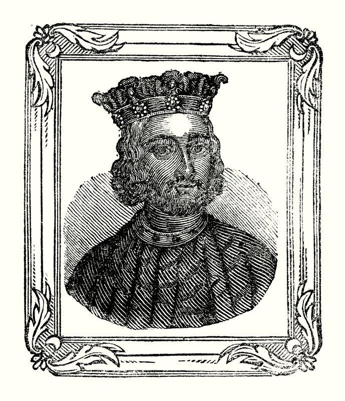 Juan nació en 1167, fue coronado en 1199 y murió en 1216 de English School