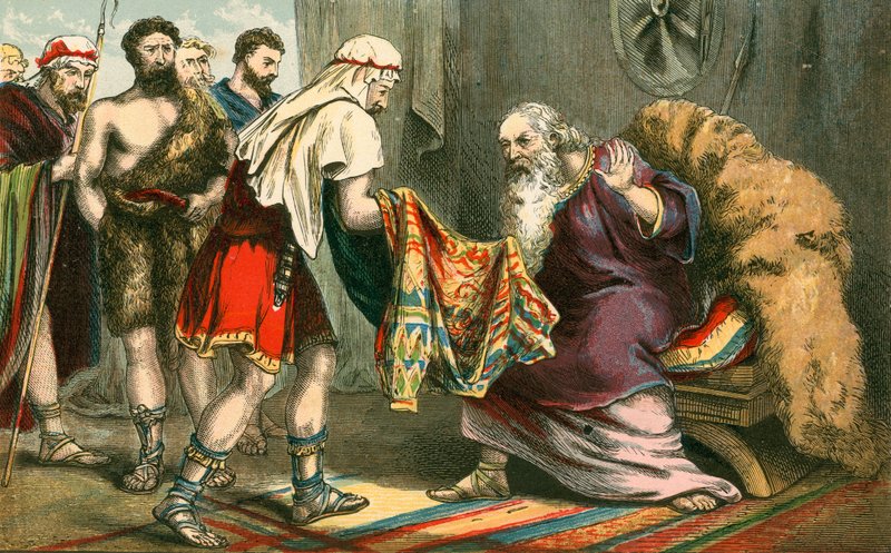 El abrigo de muchos colores de José llevado a su padre, Jacob de English School