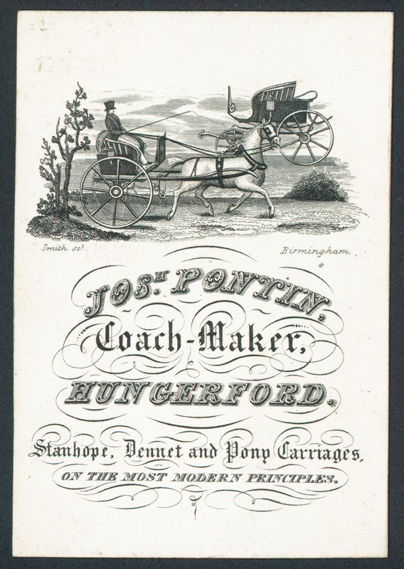 Josiah Pontin, fabricante de coches, tarjeta comercial de English School