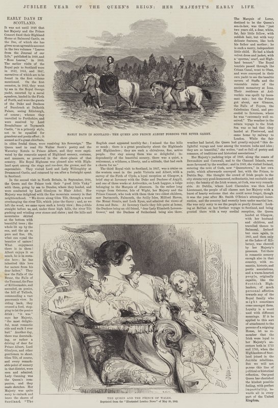 Año del Jubileo del Reinado de la Reina, la Vida Temprana de Su Majestad (grabado) de English School