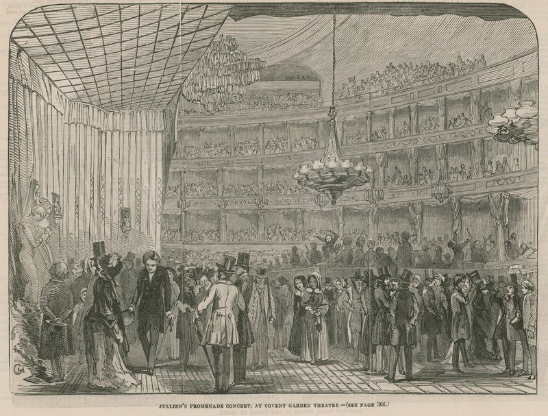 Concierto de Promenade de Jullien en el Covent Garden Theatre de English School
