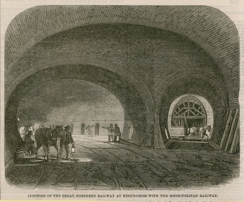 Cruce del Ferrocarril del Gran Norte en Kings Cross con el Ferrocarril Metropolitano de English School