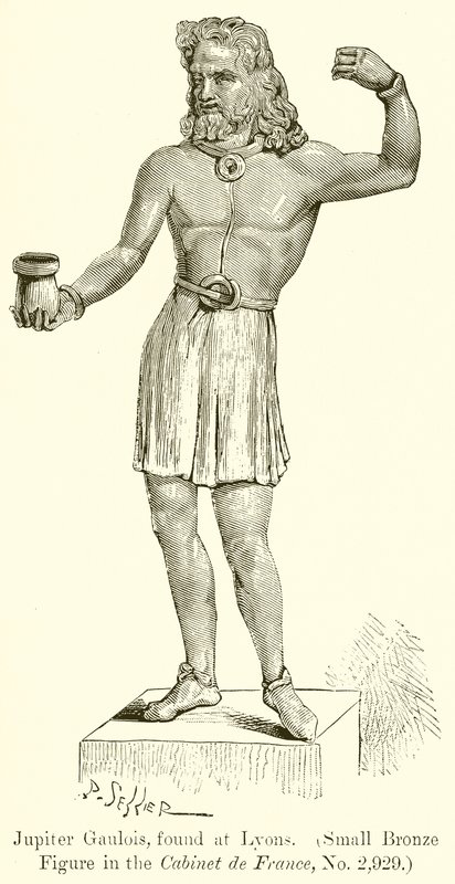 Júpiter Gaulois encontrado en Lyon. (Pequeña figura de bronce en el Gabinete de Francia, nº 2.929) (grabado) de English School