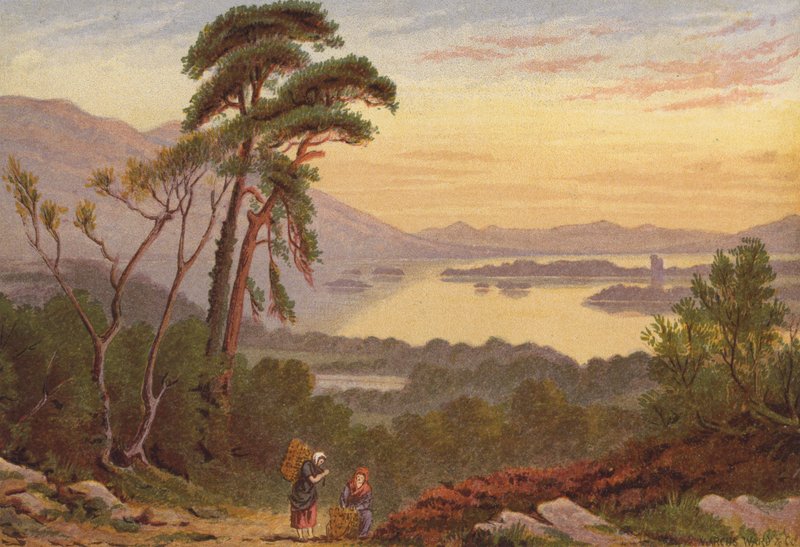 Lagos Killarney, Lago Inferior (litografia en color) de English School