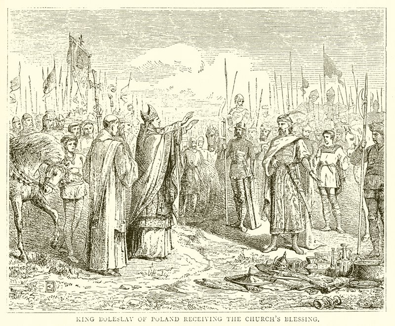 El rey Boleslav de Polonia recibiendo la bendición de la iglesia de English School