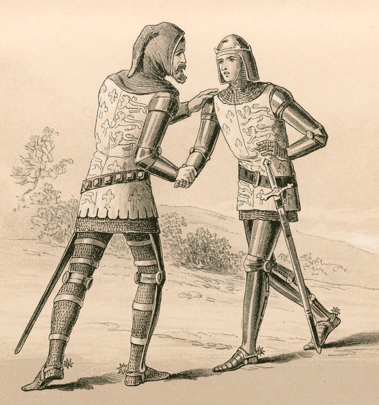 El rey Eduardo III saludando a su hijo, el Príncipe Negro, después de la batalla de Crécy de English School