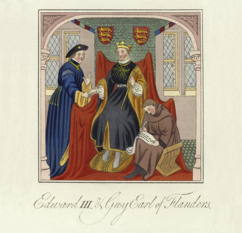 Rey Eduardo III de Inglaterra y Guy, Conde de Flandes, siglo XIV de English School
