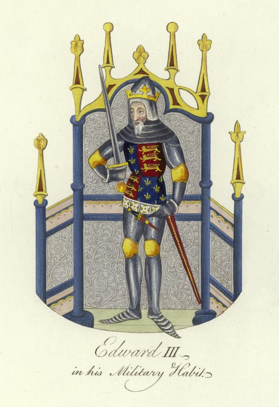 Rey Eduardo III de Inglaterra en su hábito militar de English School