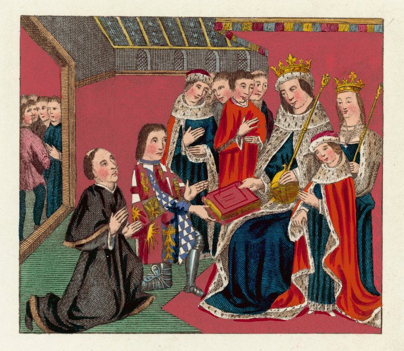 Rey Eduardo IV, su Reina y su hijo de English School