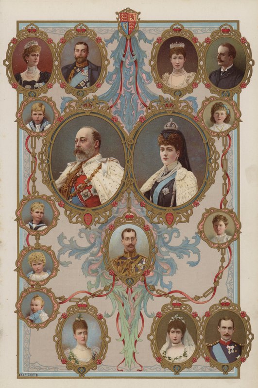 El Rey Eduardo VII, la Reina Alejandra y sus hijos y nietos de English School
