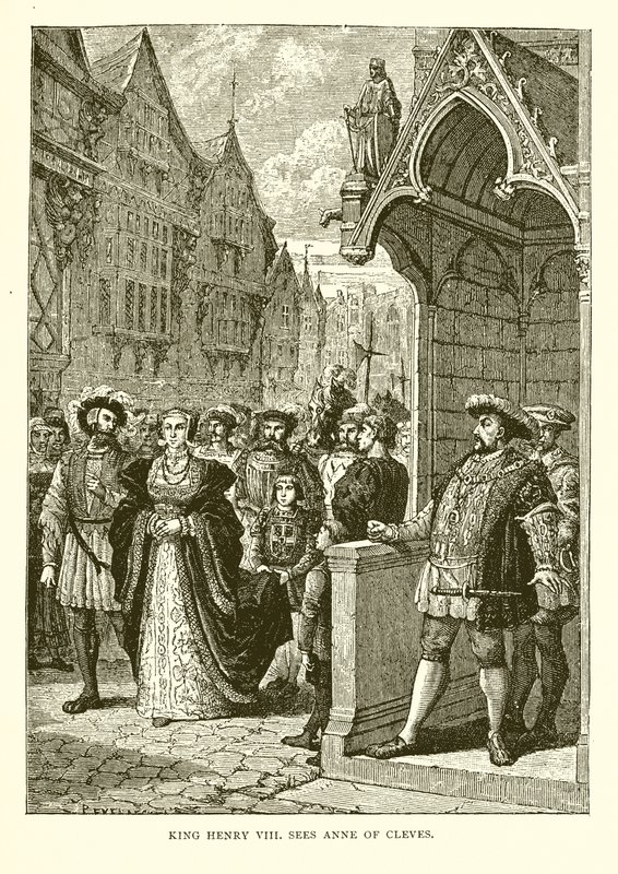 El rey Enrique VIII ve a Ana de Cleves (grabado) de English School