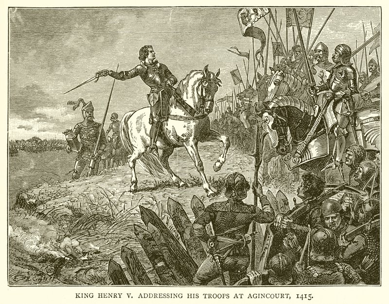 El Rey Enrique V dirigiéndose a sus Tropas en Agincourt, 1415 de English School