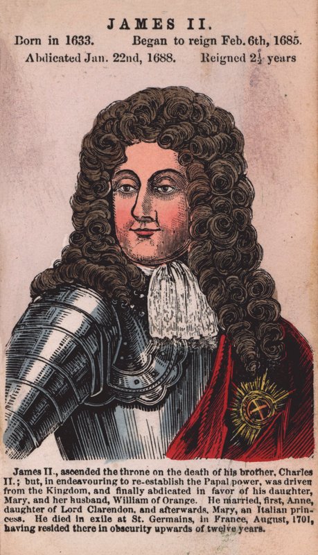 Rey Jacobo II (grabado coloreado) de English School