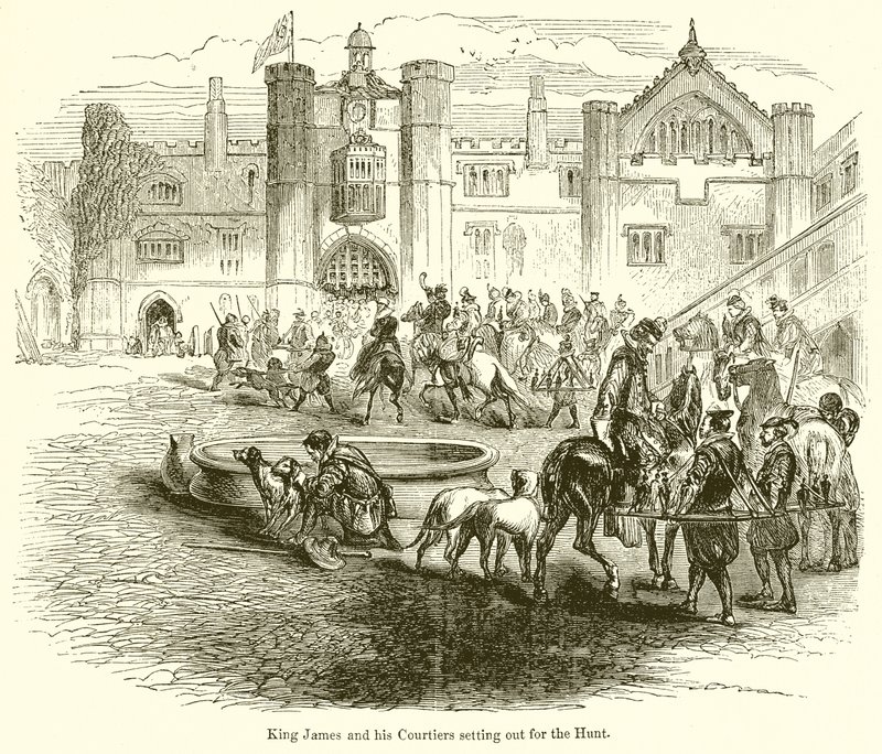 El rey Jacobo y sus cortesanos partiendo para la caza de English School