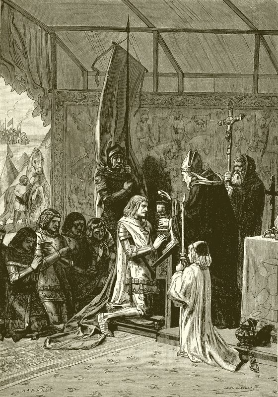 Rey Juan tomando comunión antes de la batalla de Poitiers de English School