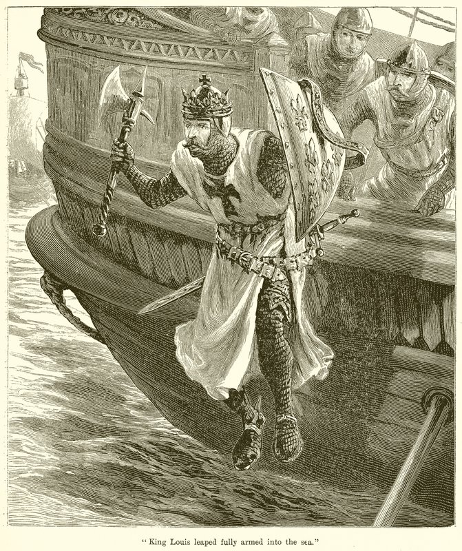 El rey Luis saltó completamente armado al mar de English School