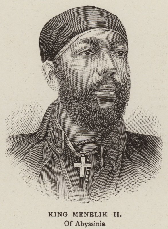Rey Menelik II (grabado) de English School