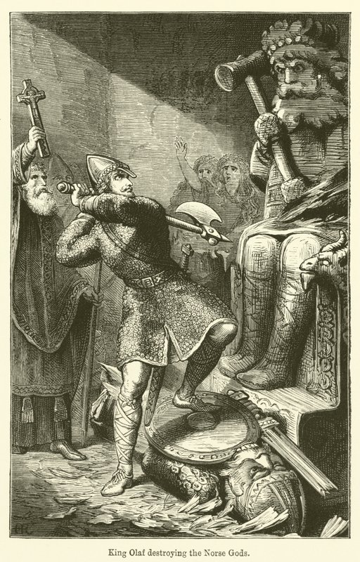 El rey Olaf destruyendo a los dioses nórdicos de English School