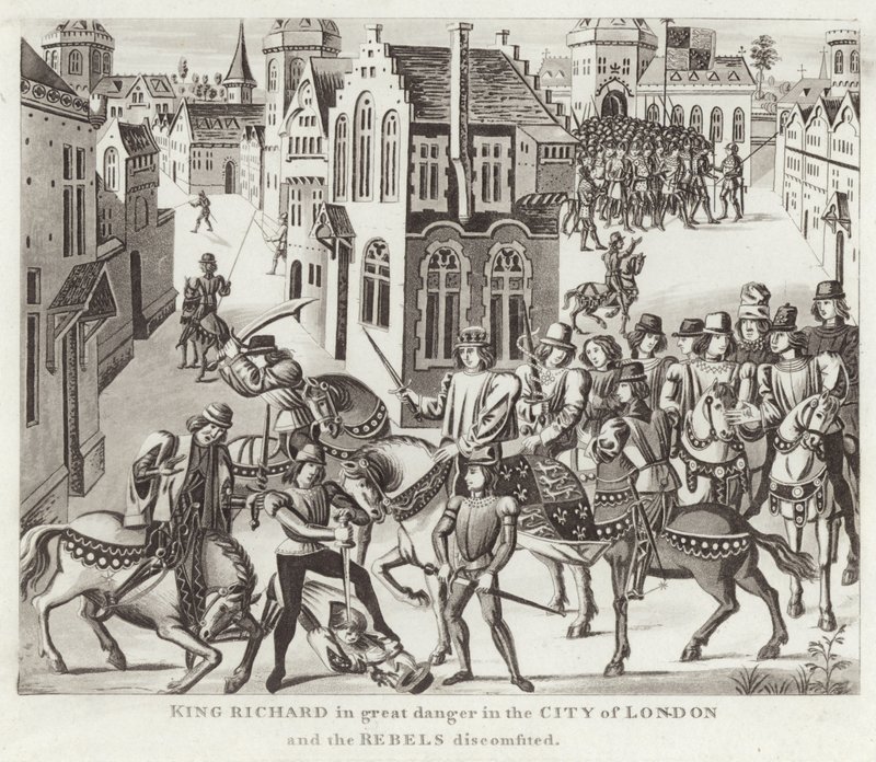 El rey Ricardo en gran peligro en la ciudad de Londres y los rebeldes derrotados de English School