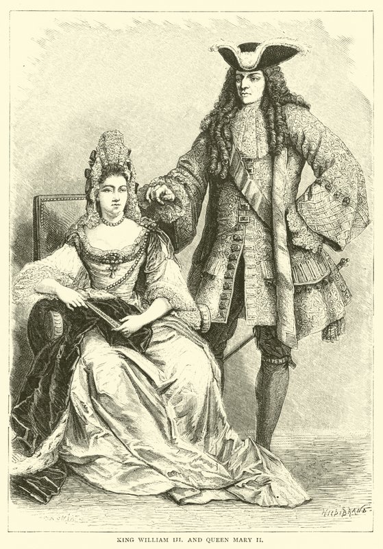 El rey Guillermo III y la reina María II de English School