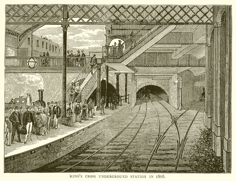 Estación de metro Kings Cross en 1868 de English School