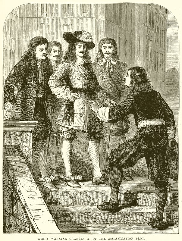 Kirby advirtiendo a Carlos II sobre el complot de asesinato de English School