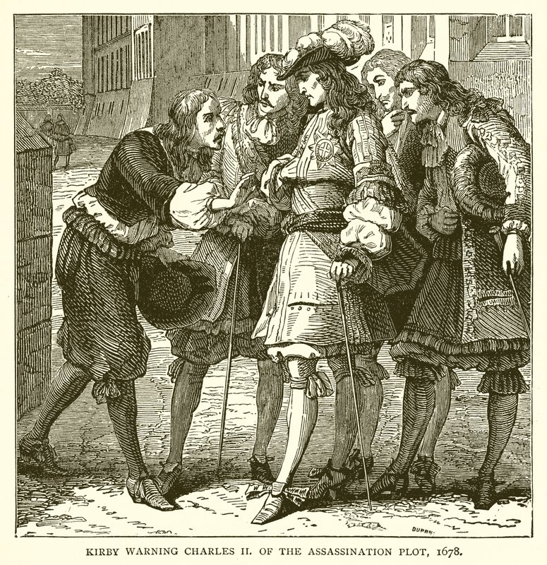 Kirby advirtiendo a Carlos II sobre el complot de asesinato, 1678 de English School