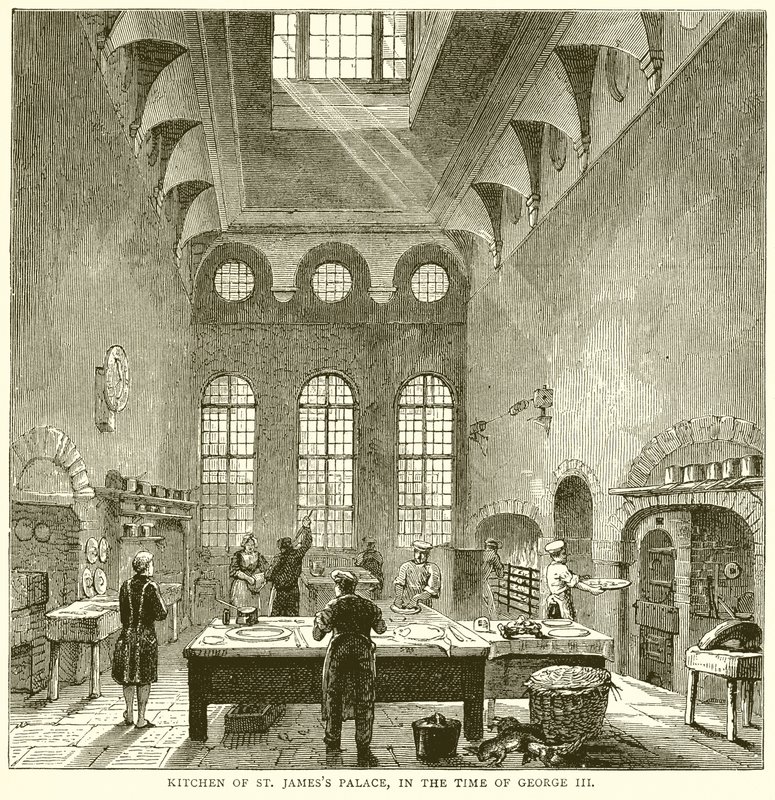 Cocina del Palacio de St. James, en la época de Jorge III de English School