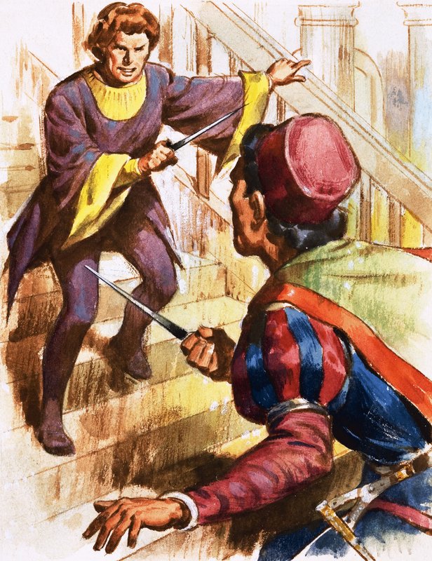 Pelea con cuchillos en las escaleras de English School
