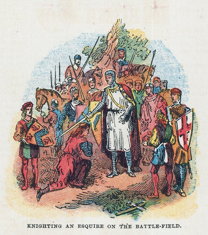 Armando a un escudero en el campo de batalla de English School