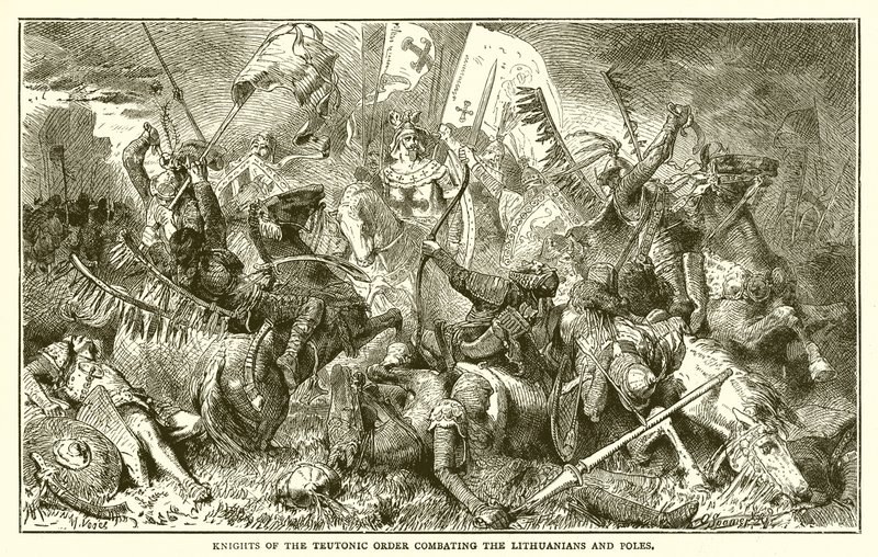Caballeros de la orden teutónica combatiendo a los lituanos y polacos de English School