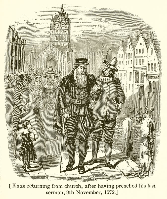 Knox regresando de la Iglesia, después de haber predicado su Último Sermón, 9 de noviembre de 1572 de English School